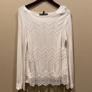 White House Black Market Cream Textured Blouse